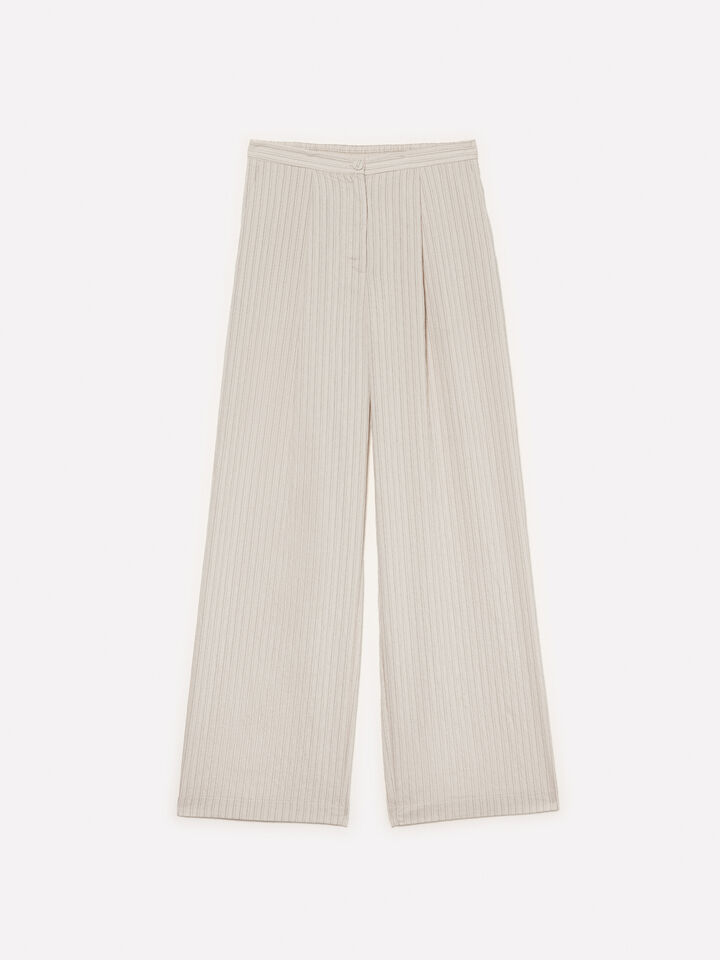 Calças branco nata riscadas - calças palazzo para mulher - Branco Nata | Sisley image number 5